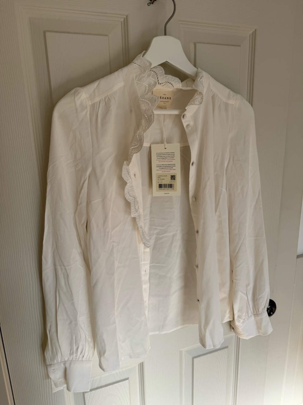 Sezane Ecru 100% Silk Chloe NWT 32
